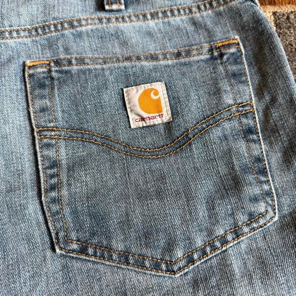 Distressed Cut Carhartt Blue Denim Grunge Y2K Summer Skater Shorts Sz.36 - Picture 2 of 7